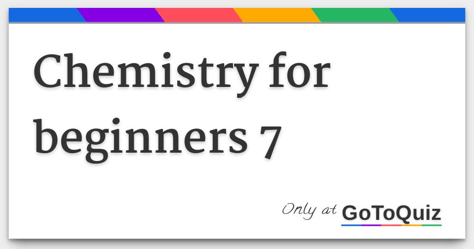 Chemistry Course For Beginners