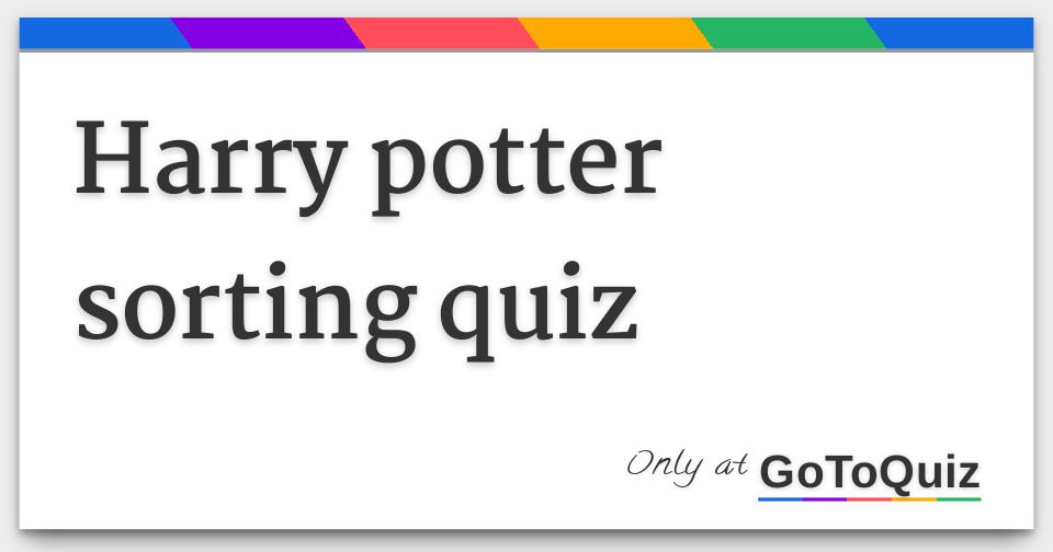 harry potter sorting quiz for kids
