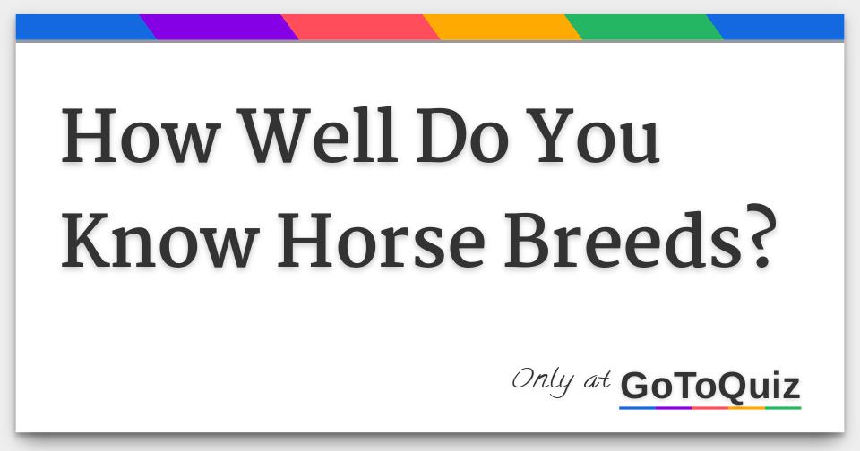 How Well Do You Know Horse Breeds?