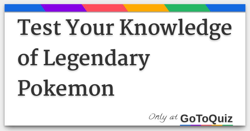 Legendary Pokémon Quiz