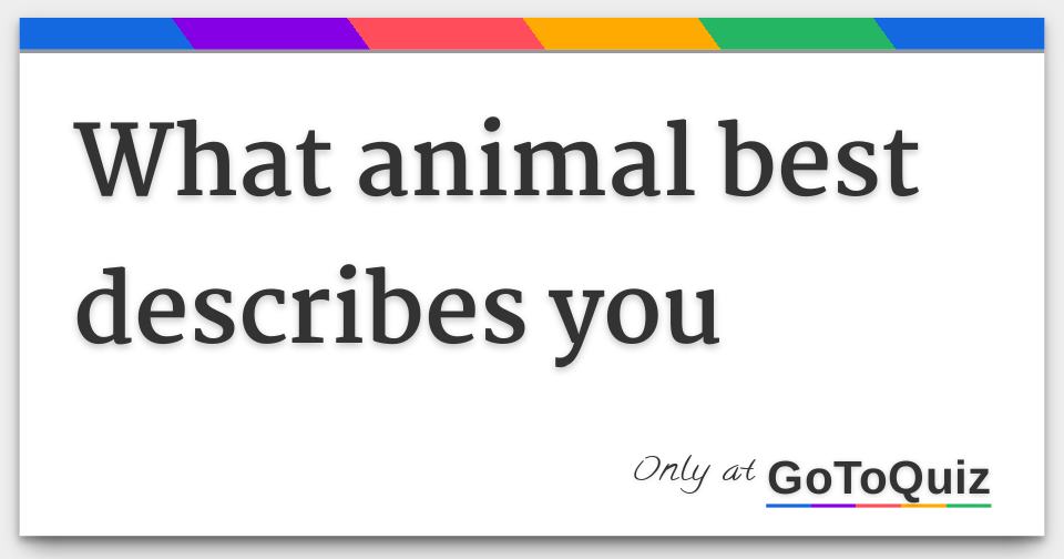 Which Animal Best Describes You And Why