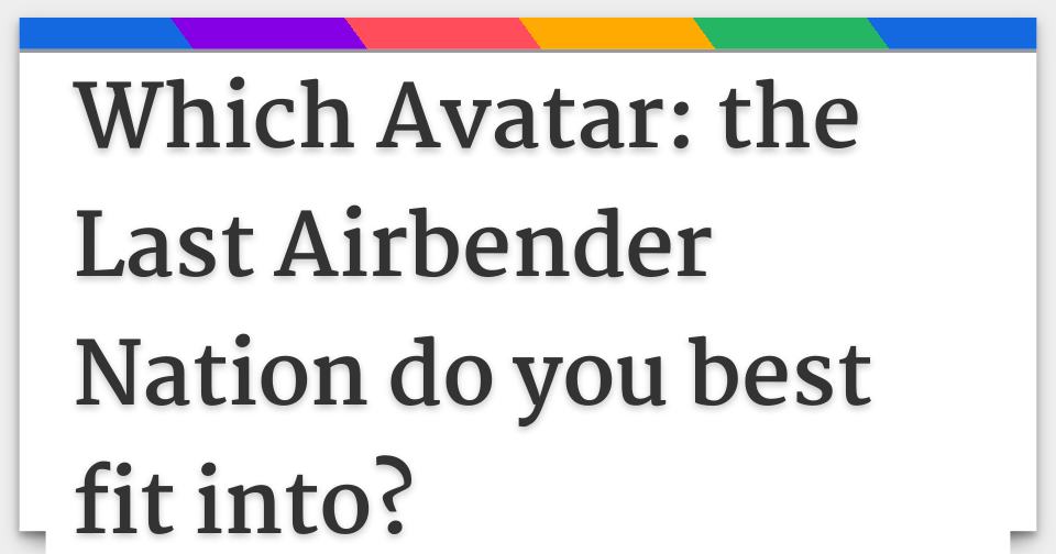 avatar last airbender personality quiz